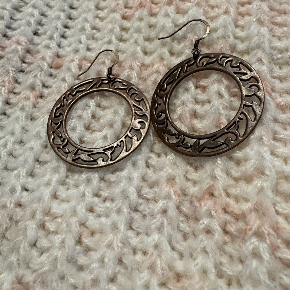 Foxy Originals Bronze Colour Dangle Hoop Earrings